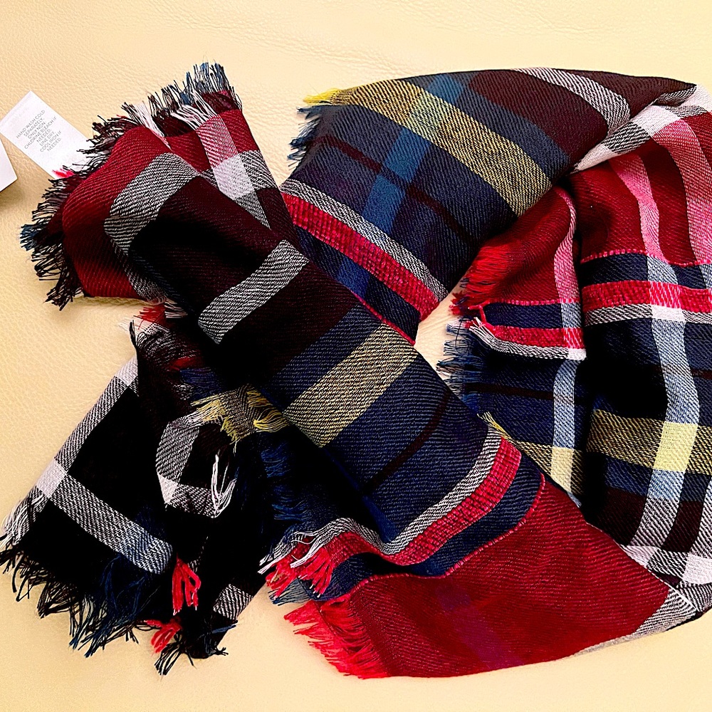 J. Jill Chenille-Textured Plaid Square Scarf